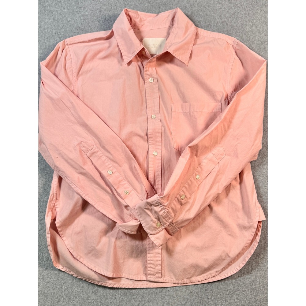 Citizens of Humanity Womens XS Peach Pink Button Down Roll Tab Sleeve Shirt